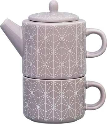 Produktbild von Tea for one  / Teeset / Teeservice Height-Line Fuji, Teekanne 420ml mit Teetasse 250ml, Porzellan