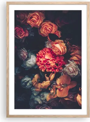 Produktbild von Gerahmtes Poster - Rahmen in heller Eiche - Blumenstrauß Blumen Rosen - 50x70 cm - Wand Bild - Wanddeko - Wandbilder - Kunstposter - Wandposter - Bilderrahmen - Bilder - Kunstdruck - P2NPA50x70-5002