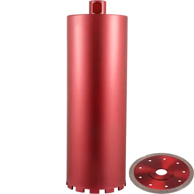 Produktbild von VEVOR Diamant Kernbohrkrone 6 Zoll / 152 mm, Nass Trocken Bohrkrone Diamant- & Aluminiumlegierung Nutzlänge 355 mm, Profi Diamantbohrkrone, Kernbohrkrone für Beton Backstein Marmor, Inkl. Sägeblatt