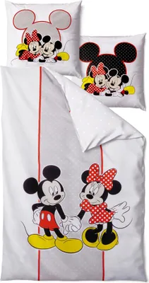 Produktbild von JACK Disney Renforcé Wende Bettwäsche 2tlg. 135x200cm Mickey & Minnie Mouse Punkte Grau