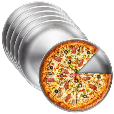 6 runde Pizzableche aus Edelstahl, 20 cm, antihaftbeschichtet