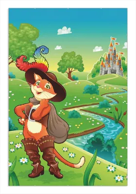 Produktbild von Wallario Wandbild Gestiefelter Kater, Größe: 61 x 91,5 cm, Poster mit rahmenlosen Bildhalter