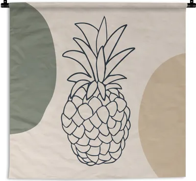 Produktbild von MuchoWow® Wandteppich Wandbehang Obst - Pastell - Ananas 150x150 cm Tapisserie Dekoration Wandtuch - Wohnaccessoires - Modernes