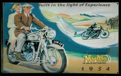 Produktbild von Blechschild Norton Motorrad Berge 1954 Nostalgieschild Schild