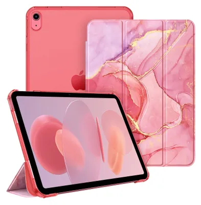 Produktbild von Fintie Hülle für iPad 11. Generation 2025 11 Zoll (A16), iPad 10. Generation 10.9 Zoll 2022 - Ultradünn Schutzhülle mit transparenter Rückseite Abdeckung Case Cover, Auto Schlaf/Wach, Marmor Pink