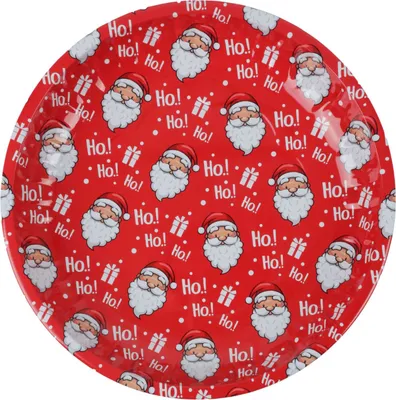 Produktbild von Weihnachtsteller 26 cm Plätzchenteller Nikolausteller Adventsteller Festtagsteller Dekoteller Adventsdeko Tischdeko Weihnachtsplatte Metallteller , Motiv:rot