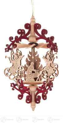 Produktbild von Baumschmuck Wärmespiel "Rollspan" Engel mit Posaune/Christi Geburt, zum Hängen Breite x Höhe x Tiefe 11 cmx14,6 cmx11 cm NEU