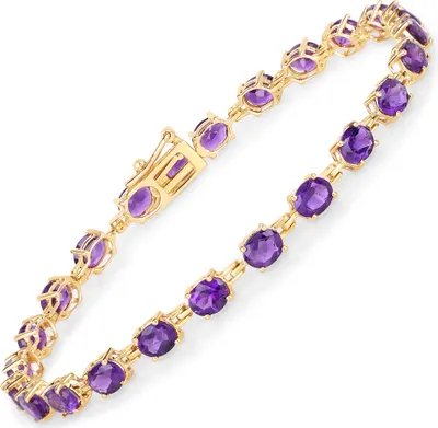 Produktbild von Vira Jewels Armband 925/- Sterling Silber 19cm gelb Amethyst lila 147260003V