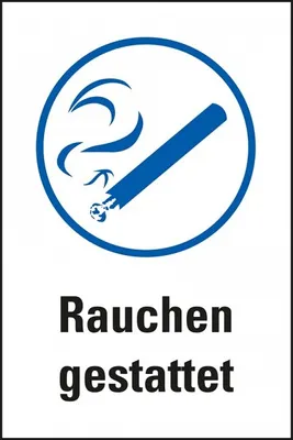 Produktbild von Dreifke® Kunststoff-Schild "Rauchen gestattet", 20x30cm (BxH), 1 Stück, Praxi...