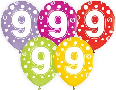 Produktbild von Ballons Nummer 9 Geburtstag 12" 5pcs Godan