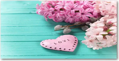 Produktbild von Tulup® Glas-Bild - 100x50 -Wandkunst - Wandbild hinter gehärtetem Sicherheitsglas  - Blumen & Pflanzen - Flieder Herz - Rosa
