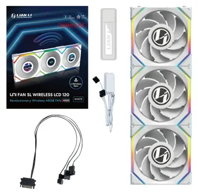 Produktbild von Lian Li UNI FAN SL Wireless LCD 120 Reverse Blade, Ventilator, 12 cm, Weiß