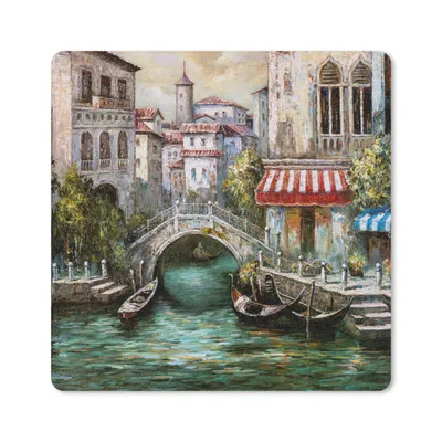 Produktbild von MuchoWow® Mauspad Mousepad Gemälde - Öl - Wasser - Graben - Italien 30x30 cm - Mousepads - Maus Mat - Pad - Mausunterlage - Gaming