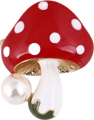Produktbild von Uni Brosche Pin Pilz Kunstperle Schmuck Pflanzen Aussehen Galvanik Abzeichen Kleidung Dekor-Rot
