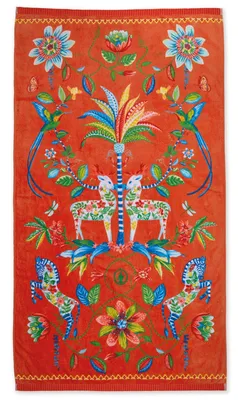 Produktbild von Pip Studio Curio Beach Strandtuch Farbe Orange Größe 100x180cm AL
