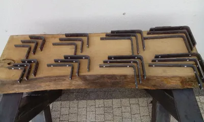 Produktbild von L Regalwinkel 10x10cm, Flachstahl 30x8 mm, Regalträger, Regalhalter,  Wandhalterung, Schwebende Massivholz Modell L