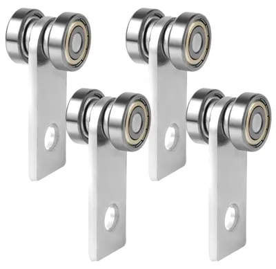 Image de Roulettes pour chariot, lot de 4 - Acier robuste - Double roulement - Adaptées pour une largeur de 4,13 cm - Argent - Dimensions : 8,7 x 3,2 x 3,5 cm - Roues de transport