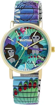 Produktbild von Raptor Damen Watch Frida Kahlo Edition mit Edelstahl-Zugband, Quarzwerk, kratzfestem Glas, Geschenkidee für Frauen inkl. Uhrenbox, 36 mm Gehäuse