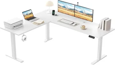 Imagen del producto de Escritorio de pie eléctrico, ajustable en altura, de 160 x 140 cm
