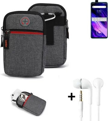 Produktbild von K-S-Trade Gürteltaasche + Kopfhörer kompatibel mit UMIDIGI S5 Pro Handy Tasche Holster Schutz Hülle Handy Hülle grau Zusatzfächer 1x