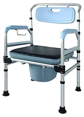Produktbild von Höhenverstellbar Toilettenstuhl Antirutschenden WC-Stuhl Nachtstuhl Dusch Badehilfen Duschstuhl mit Armlehne Rückenlehne und Toiletteneimer