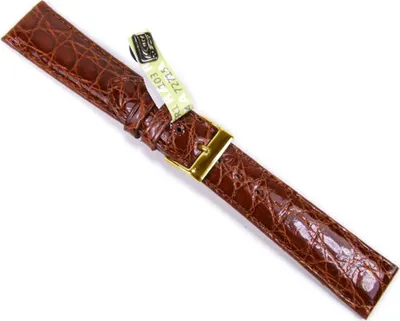 Produktbild von Echt Kroko XL Ersatzband Uhrenarmband Krokodilleder Braun 24439G, Stegbreite:16mm