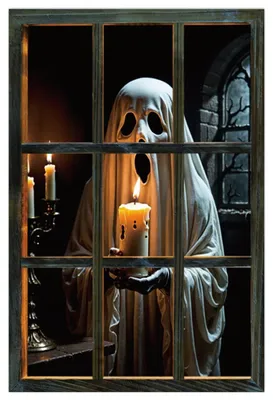 Produktbild von Fake Halloween Fenster mit Gespenst 80x120cm