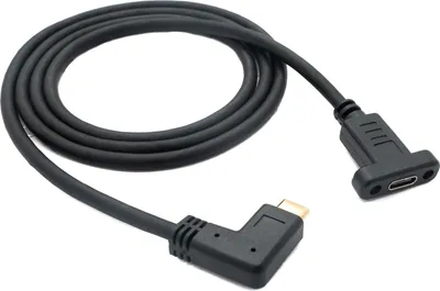Produktbild von SYSTEM-S USB 3.1 Kabel 100 cm Typ C Stecker zu Buchse Schraube Winkel in Schwarz
