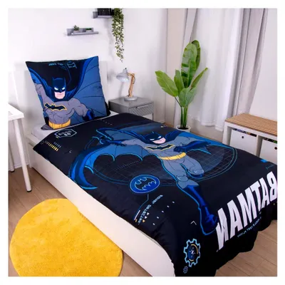Produktbild von Batman Bettwäsche, Kopfkissenbezug ca. 80x80 cm, Bettbezug ca. 135x200 cm, mit Reißverschluss, 100% Polyester/Mikrofaser, Mehrfarbig