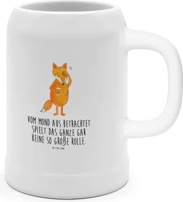 Produktbild von Mr. & Mrs. Panda Krug Fuchs Lord - Weiß - Geschenk, Bierhumpen, Humpen, Seidel, Mond, Weise, Bier, Cocktail, Spruch Lustig, Schick, Steingutkrug, Neugierig