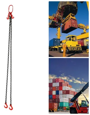 Image de Palan à chaîne, acier allié, capacité de charge 2 t, longueur de chaîne 2 m, 2 chaînes, anneau de levage de 6,4 × 1,3 × 12,7 cm