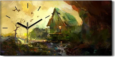 Produktbild von Wanduhr Bürouhr Leinwand Bild Geräuschlos Kunstdruck 60x30 Malerei Haus Kunst - schwarze Hände