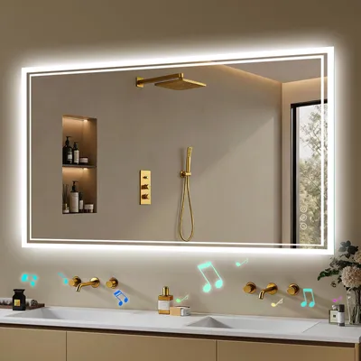 LED-Badspiegel 70x120 cm, Bluetooth, dimmbar, 3 Lichtfarben, Touch