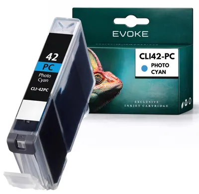 Produktbild von Evoke-Patronen, kompatibel mit dem Canon-Drucker CLI42 CLI-42 6388B001, Cyan (Foto), 14 ml, kompatibel mit Pixma Pro 100 und Pro 100 S