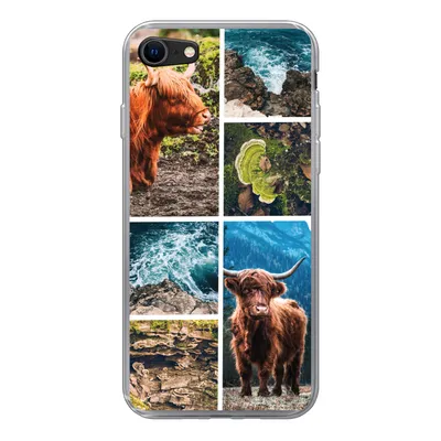 Produktbild von MuchoWow® Handyhülle Schutzhülle Hülle für iPhone 7 Schottische Highlander - Natur - Collage Silikon Softcase Handy Hülle - Kartenhalter