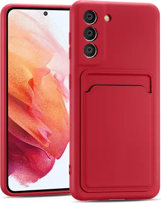 Zdjęcie produktu dla Etui na telefon komórkowy Samsung Galaxy S21 silikonowe etui ochronne z kieszenią na kartę Slim Wallet Case, czerwone