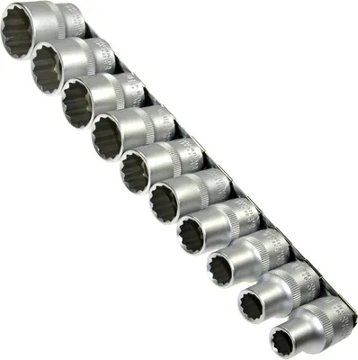 Produktbild von 10 x Steckschlüsseleinsätze 12 kant 1/2" VIELZAHN 10-24 mm Nuss auf Steckleiste