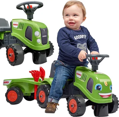 Immagine prodotto di FALK Trattore Baby Claas Verde con rimorchio + accessori da 1 anno