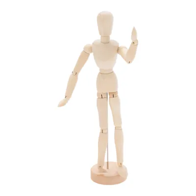 Produktbild von Gliederpuppe aus Holz Natur 33 cm mit Ständer Beweglich Mannequin Zeichenpuppe Zeichenfigur Gelenkfigur