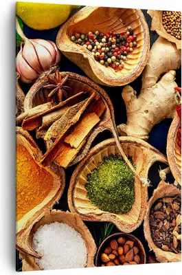 Produktbild von Bild auf Leinwand - Leinwandbild - Einteilig - Küche Essen Kräuter Gewürze - 70x100cm - Wand Bild - Wanddeko - Wandbilder - Leinwanddruck - Wanddekoration - Leinwand bilder - Wandbild - PA70x100-2844