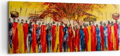 Produktbild von Bild auf Leinwand - Leinwandbild - Afrika Stamm - 120x50cm - Wand Bild - Wanddeko - Wandbilder - Leinwanddruck - Bilder - Kunstdruck - Wanddekoration - Leinwand bilder - Wandkunst - AB120x50-3752