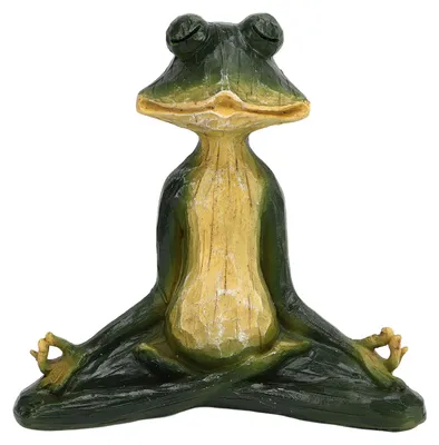 Zdjęcie produktu dla Rzeźba żaby, dekoracja ogrodowa, miniaturowa figurka w pozycji medytacyjnej, rzeźba przedstawiająca jogę