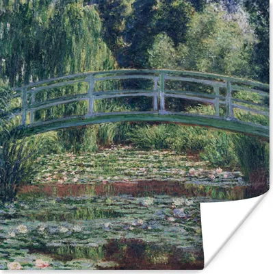 Produktbild von MuchoWow® Poster Die japanische Brücke und die Seerosen - Claude Monet 75x75 cm - Wand Dekoration