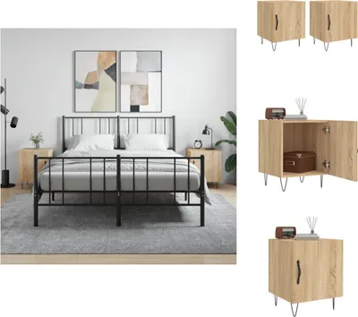 Produktbild von vidaXL Nachttische 2 Stk. Sonoma-Eiche 40x40x50 cm Holzwerkstoff -  Nachttische
