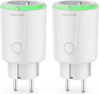 Produktbild von deleyCON 2x Digitale Zeitschaltuhr Countdown Funktion Timer Zeitschalter Schaltuhr Steckdose 15 bis 75 Minuten Schaltzeit max. 1800W Kindersicherung Innenbereich Weiß