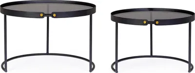 Produktbild von 2er Set Beistelltische Zeina Stahl Glas Schwarz 66 x 66 x 43 cm