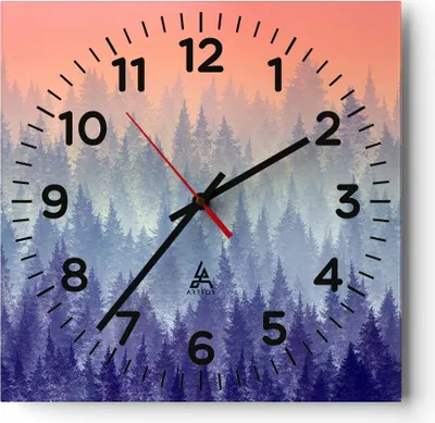 Produktbild von Wanduhr - Quadrat - Glasuhr - Wald Baum Natur - 30x30cm - Schleichendes Uhrwerk - Lautlos - zum Aufhängen bereit - Dekoration Modern - Wanddekoration aus Glas - C4AC30x30-3929