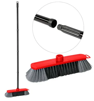 Produktbild von Novaliv Kunststoff Zimmerbesen 30 cm FEINE KUNSTBORSTEN Kehrbesen Rot Saalbesen mit Stiel Steckstiel stabil Saalbesen mit Gewinde für 22mm Besenstiele geeignet Spinnwebenbesen Zimmerbesen Magic Broom