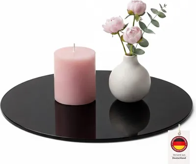 Produktbild von HOOZ Glas Servierplatte rund [pflegeleicht] – Servier-, Wurst- & Käseplatte aus ESG-Sicherheitsglas 6 mm mit Kantenschliff, Schwarz Ø30 cm