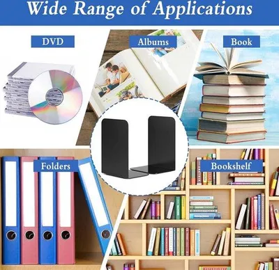 Produktbild von Famanu Bücherstützen Metall 135 x 10 x 20 cm - L-förmige schwarze Bücherhalter - 6 Stück